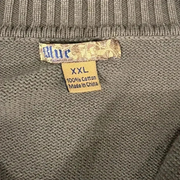 Blue Brand Taupe Cotton Cable Knit Soft Stretch Sweater/Cardigan Men’s Size XXL - Picture 4 of 5
